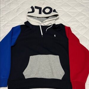 Polo by Ralph Lauren Men's Red, Blue, and Black Hoodie